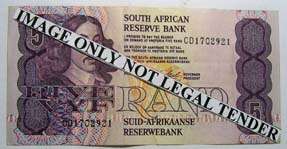 SA R5.00 note  CL Stals 1st issue - Serial No. CD 1702921 .. Circulated note - see photo's.