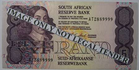 SA R5.00 note  CL Stals 1st issue - Serial No.AT2889999.- see photo's.