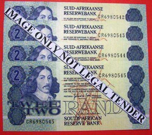 GPC de Kock 3rd issue R2.00 x 4  Serial No. CR6980542 to -- 545 See photo's