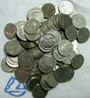 More than 50  circulated S.A. Nickel 10 cents coins - various dates