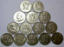 SA R1.00 - NICKEL COINS -1977 to 1990 (14 COINS) SEE PHOTO'S
