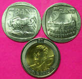 MANDELA 90th Birthday, plus 1994 Presidential inauguration Plus ordinary 1994 R5 coin. (3 Coins.)