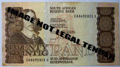 SA R20.00 CL Stals 1st issue Ser. No. CA4692401D. Circulated note.
