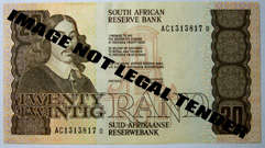 SA R20.00 CL Stals 1st issue Ser. No. AC1313817D. Circulated note.