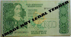 SA R10.00  GPC de KOCK 3rd issue Ser. No. BF5550485C. Circulated note.