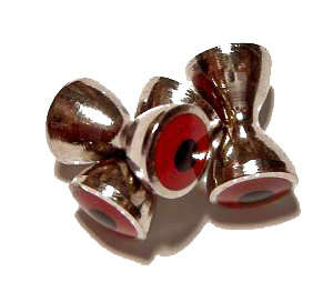 Dumbbell Eyes 5mm Nickel/Red Eye - Fly fishing/Fly tying