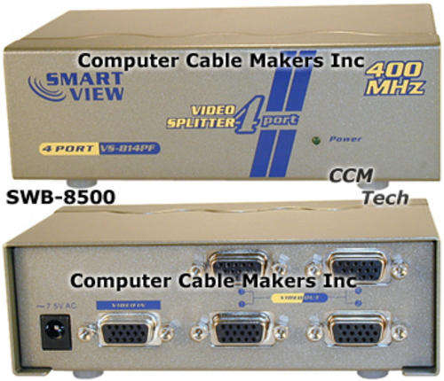 Smart View Video Splitter - 1 to 4 port VGA Duplicator