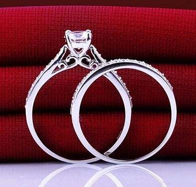 2pcs/set New arrival luxury fashion jewelry Engagement Wedding Cubic Zirconian 925 Silver Rings