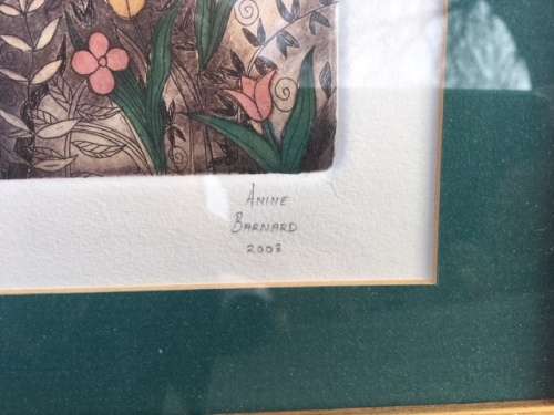 Best Friends by Anine Barnard 2003 - etching, Artist¿s proof (Framed)