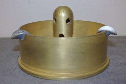 AN AWESOME WWII (c1941) SOLID BRASS TRENCH ART ASHTRAY MADE FROM A 25 POUNDER CANON SHELL