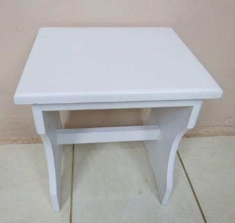 A LOVELY PAINTED STOOL FOR A BEDROOM DRESSER/BEDSIDE TABLE. PATIO/POOL DRINKS TABLE, ENDLESS USES!!