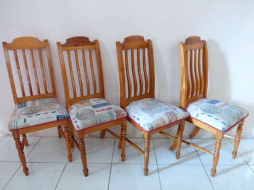 4 ABSOLUTELY BEAUTIFUL OREGON PINE DINING CHAIRS. STUNNING WITH ANY TABLE. bid /chair