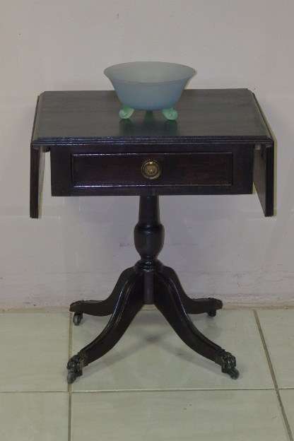 A BEAUTIFULLY MADE VINTAGE/ ANTIQUE? "COMPACT" DROP LEAF COFFEE TABLE w/ A SINGLE DRAWER ON CASTORS