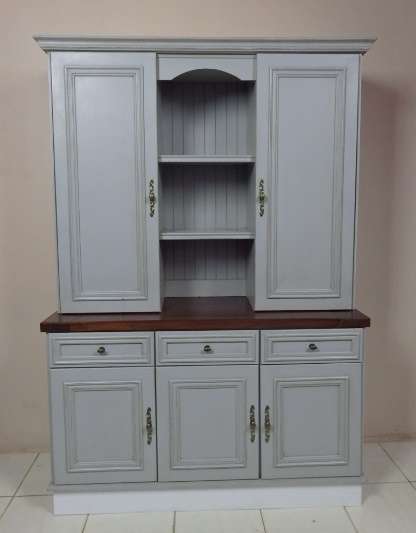 A MAGNIFICENT & EXPENSIVE FREESTANDING KITCHEN CABINET w/ A THICK WOODEN COUNTER TOP & AMPLE SPACE