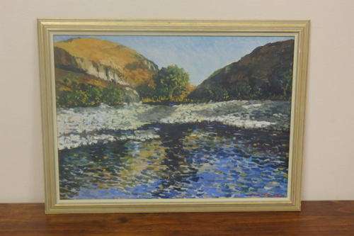 AN EXQUISITE AND VERY DETAILED SIGNED & FRAMED "ORIGINAL" LAKESIDE LANDSCAPE PAINTING