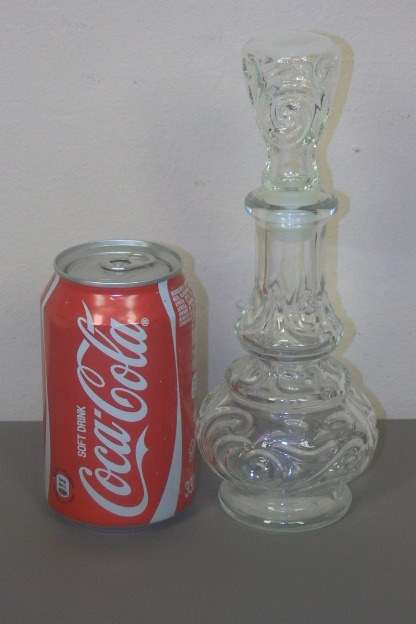 A WONDERFUL "ORNATE" GLASS BOTTLE WITH A STOPPER - PERFECT FOR BATH OR ESSENTIAL OILS