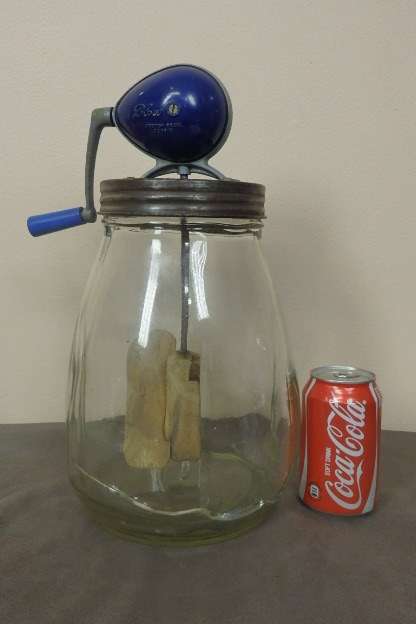 AN INCREDIBLE RARE VINTAGE ENGLISH MADE ART DECO "BLOW" MECHANICAL ROTARY BUTTER CHURN