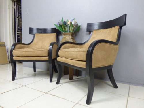 2 STUNNING, STYLISH, MODERN SUEDE LIKE ARM CHAIRS! EXTREMELY COMFORTABLE! bid/chair