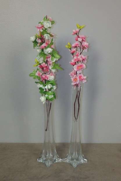 2x Gorgeous Tall Slender "Single Stem" Glass Vases with awesome thick bases - Bid/Vase