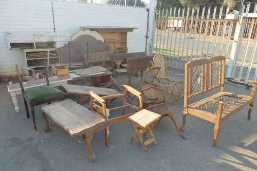 A FANTASTIC COLLECTION OF RENOVATION FURNITURE INCL. CUPBOARDS, CHAIRS, CLOCK CASINGS & MORE