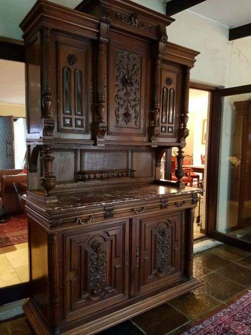 A MAGNIFICENT & MAJESTIC ANTIQUE (c1880) FRENCH WALNUT RENAISSANCE REVIVAL BUFFET-A-DEUX CORPUS!!