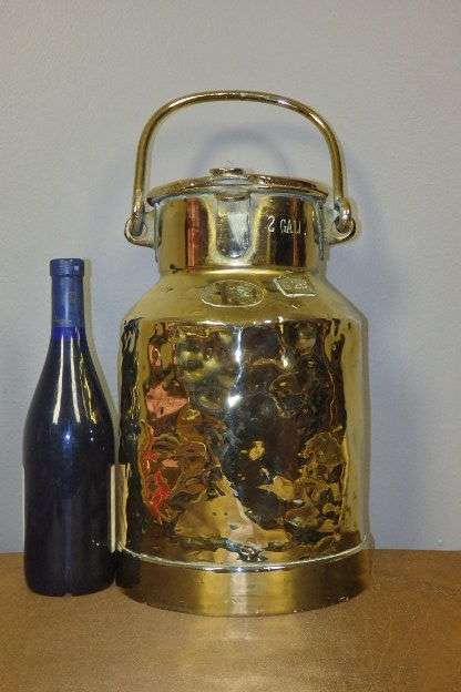 A MAGNIFICENT VINTAGE/ ANTIQUE? SOLID BRASS DUTCH MADE 2 GALLON MILK CANISTER