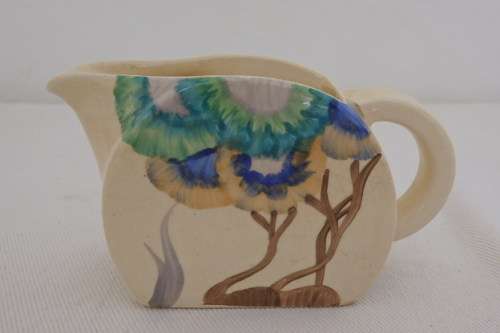 AN EXTREMELY RARE ANTIQUE "WILKINSON" CLARICE CLIFF "BIZARRE" HAND PAINTED ART DECO PORCELAIN JUG