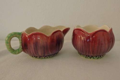 A RARE VINTAGE ART DECO "SHORTER & SON" PORCELAIN MILK JUG AND SUGAR BOWL SET