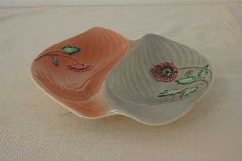 AN EXQUISITE VINTAGE (c1935) ART DECO PINK AND GREY "SHORTER & SON" PORCELAIN HORS D'OEUVRES PLATE