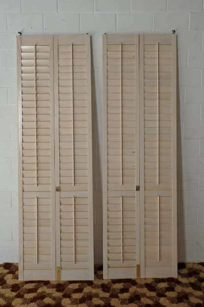 AN AWESOME COLLECTION OF FOUR VERY TALL MAPLE WOOD "AMERICAN INDOOR SHUTTERS" bid/shutter