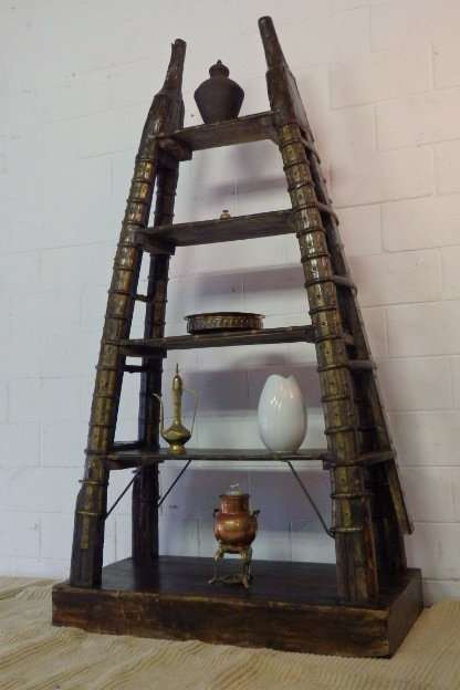 A SPECTACULAR TALL ANTIQUE 19th CENTURY BESPOKE WOODEN SHOWCASE w/ ASIAN BRASS & METAL DETAILING