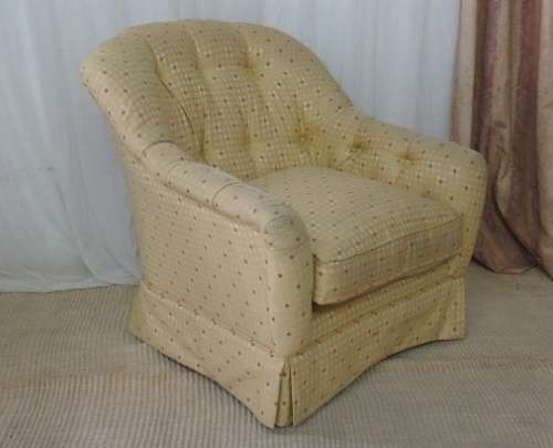Wonderful and very comfy yellow upholstered "Tub" arm chairs - perfect living room relaxing chairs