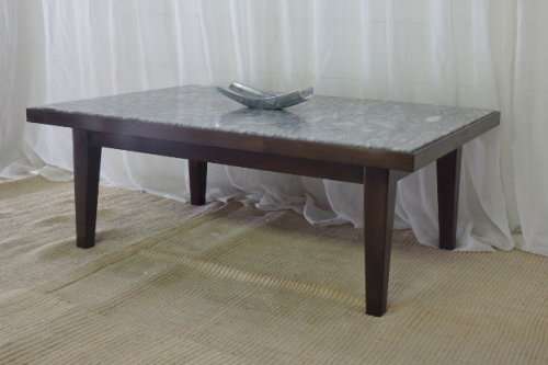 A BEAUTIFUL LARGE VINTAGE SOLID TEAK OCCASIONAL/ COFFEE TABLE WITH A THICK SOLID MARBLE INLAY TOP