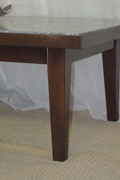 A BEAUTIFUL LARGE VINTAGE SOLID TEAK OCCASIONAL/ COFFEE TABLE WITH A THICK SOLID MARBLE INLAY TOP