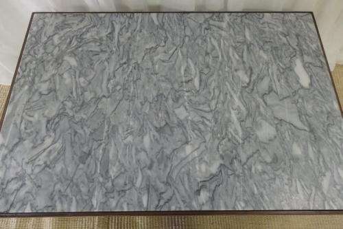 A BEAUTIFUL LARGE VINTAGE SOLID TEAK OCCASIONAL/ COFFEE TABLE WITH A THICK SOLID MARBLE INLAY TOP