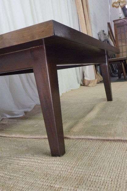 A BEAUTIFUL LARGE VINTAGE SOLID TEAK OCCASIONAL/ COFFEE TABLE WITH A THICK SOLID MARBLE INLAY TOP