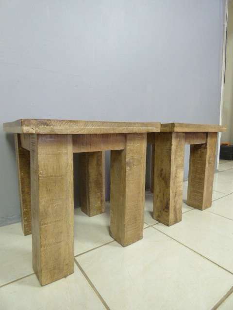 2 STUNNING UPMARKET BLOCK & CHISEL ALL PURPOSE/COFFEE TABLES. FABULOUS AROUND THE HOME!!Bid/table