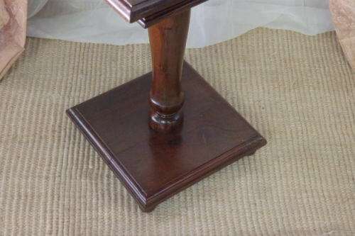 A BEAUTIFULLY MADE VINTAGE SOLID TEAK PEDESTAL CHESS BOARD WITH TEAK AND YELLOW WOOD INLAY SQUARES