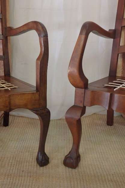 TWO FANTASTIC VINTAGE "RIEMPIE" LADDER-BACK BALL & CLAW ARMCHAIRS IN STUNNING CONDITION bid/chair