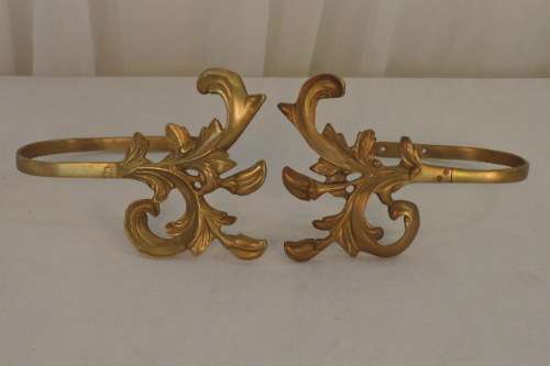 AN INCREDIBLE PAIR OF (LARGE) SOLID BRASS FIXED/ RIGID CURTAIN TIEBACKS IN SUPERB CONDITION