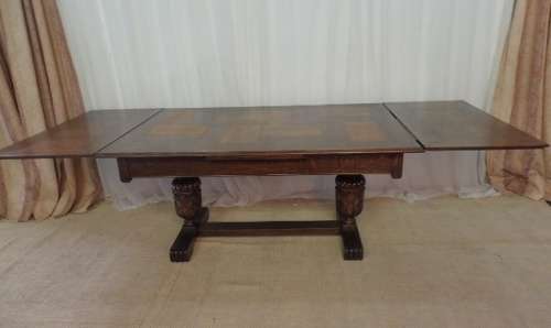 MAGNIFICENT ANTIQUE VICTORIAN SOLID OAK EXTENDABLE DINING TABLE w EXQUISITE CHUNKY HAND CARVED LEGS!