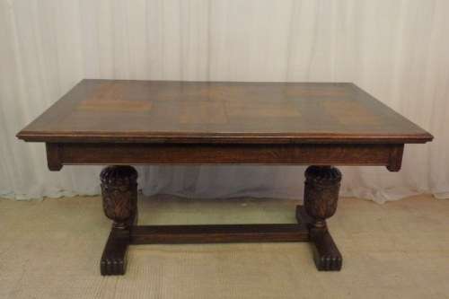 MAGNIFICENT ANTIQUE VICTORIAN SOLID OAK EXTENDABLE DINING TABLE w EXQUISITE CHUNKY HAND CARVED LEGS!
