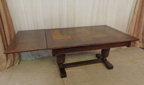 MAGNIFICENT ANTIQUE VICTORIAN SOLID OAK EXTENDABLE DINING TABLE w EXQUISITE CHUNKY HAND CARVED LEGS!