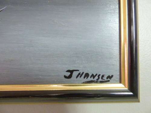 A LOVELY FRAMED SIGNED "J HANSEN" OIL ON BOARD OF A DESOLATE LANDSCAPE PAINTING! STUNNING!!