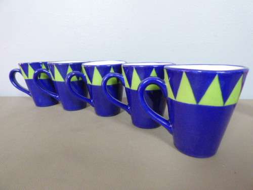 5 AWESOME "HAND PAINTED" CERAMIC MUGS. AMAZING COLOURS TO BRIGHTEN UP YOUR SUMMER TABLE!!!