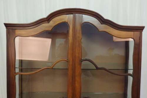 AN INCREDIBLE LARGE ANTIQUE GABLED "BALL & CLAW" SHOWCASE w GLASS SHELVES AND BEAUTIFUL DETAILING!!!