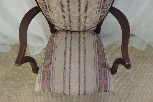 4x SUPERBLY UPHOLSTERED ANTIQUE ROSEWOOD SHIELD BACK ARMCHAIRS w/ ELEGANT SPADE-FOOT LEGS bid/chair