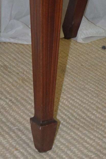 4x SUPERBLY UPHOLSTERED ANTIQUE ROSEWOOD SHIELD BACK ARMCHAIRS w/ ELEGANT SPADE-FOOT LEGS bid/chair