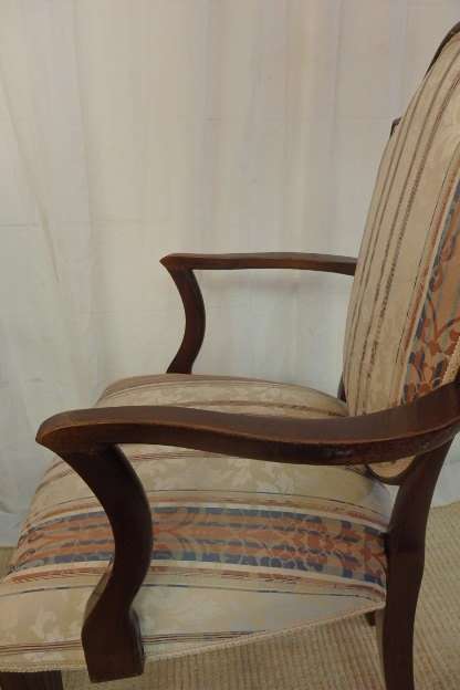 4x SUPERBLY UPHOLSTERED ANTIQUE ROSEWOOD SHIELD BACK ARMCHAIRS w/ ELEGANT SPADE-FOOT LEGS bid/chair