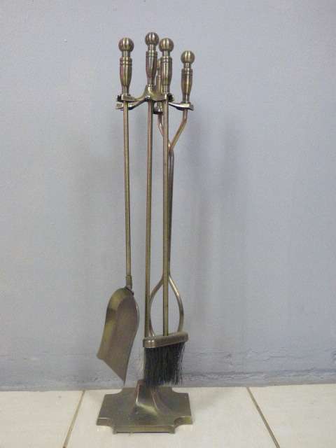 A GORGEOUS VINTAGE BRASS FIREPLACE TOOL SET . FABULOUS FOR YOUR WINTER FIRES!!